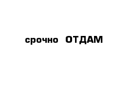 срочно  ОТДАМ